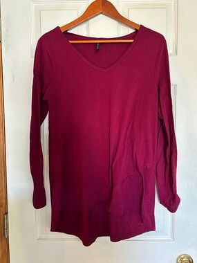 Allie & Rob Deep Burgundy V-Neck Long Sleeve Top
